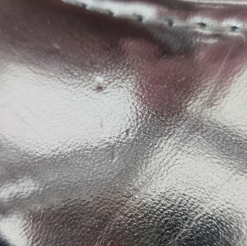 Talbots Cece Metallic Silver Braided Sandals Faux Leather Straps, size 10M - Picture 3 of 5